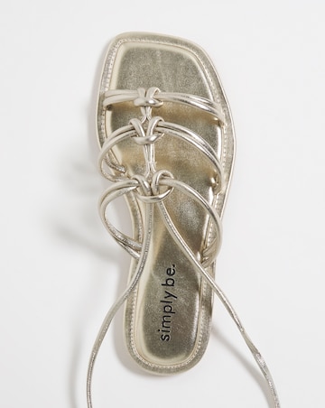 Opal Metallic Knotted Ankle Tie Flat Sandals - Extra Wide Fit (EEE)