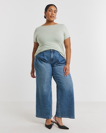 Simply Be Sage Short Sleeve Satin Bow Back Top