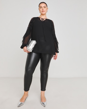 Black Lace Mix Ruffle Blouse