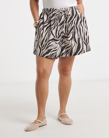 Simply Be Faded Zebra Print Linen Short