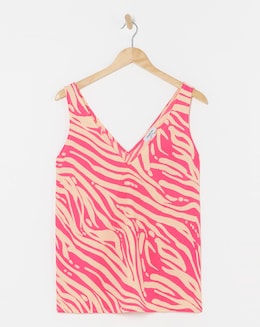 Orange Print V Neck Vest