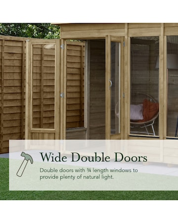 Forest 4LIFE Pent Summerhouse 6x4 - Double Door - 5 Window (Home Delivery)