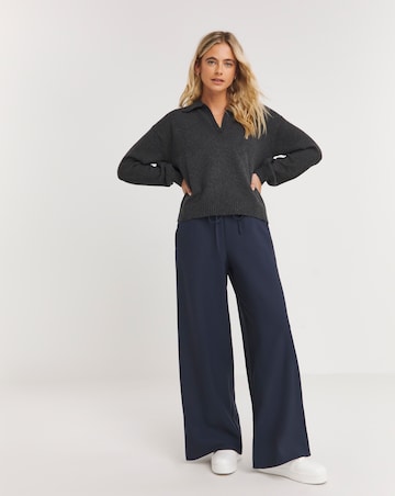 Drawcord Waist Wide Leg Trousers
