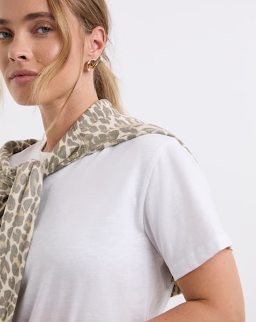 White Slub Slim Fit Crew Neck T-Shirt