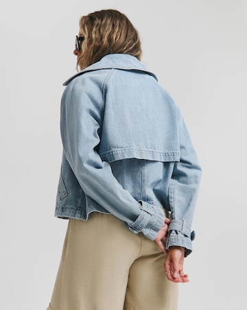 Light Wash Denim Cropped Trench