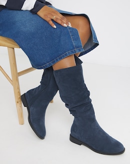 Pebble Knee High Ruched Boots - Extra Wide Fit (EEE) &amp; Super Curvy Calf