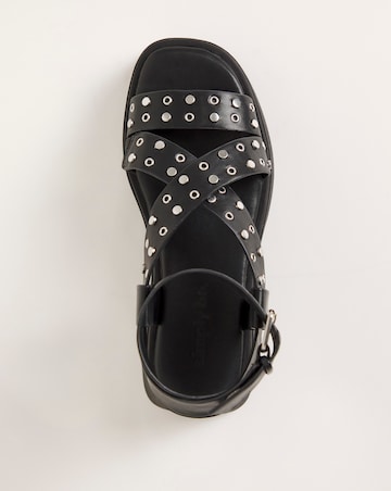 Simply Be Ruby Studded Cross Strap Flatform Sandals - Wide Fit (E)