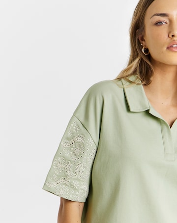 Sage Cut Work Polo Sweatshirt