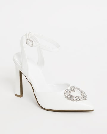 Amelia Heart Trim Heeled Court Shoes Wide Fit