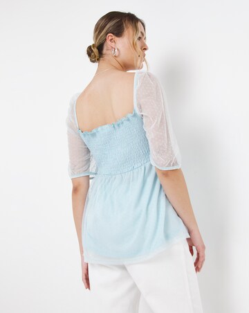 Square Neck Shirred Dobby Top
