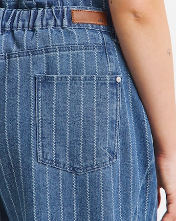 Simply Be Dark Blue Jacquard Stripe Barrel Leg Jean Co Ord