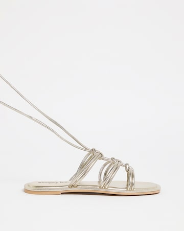 Opal Metallic Knotted Ankle Tie Flat Sandals - Extra Wide Fit (EEE)