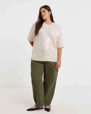 Cream Soft Touch Sequin Top