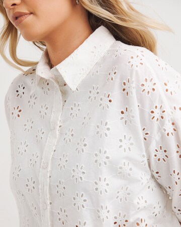White Broderie Boxy Shirt