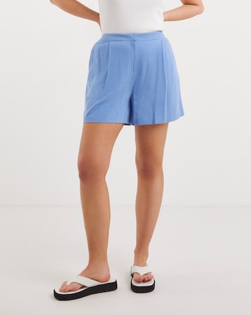 Blue Tailored Linen Look Shorts