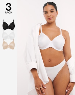 Pretty Secrets (3 Pack) Full Cup Wired Bras (B-E) Black/White/Almond