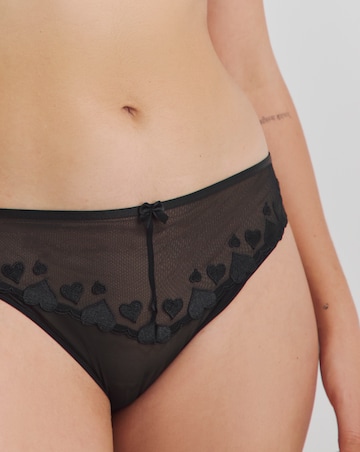 Simply Be Valentina Heart Midi Brief Knickers Black