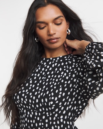 Simply Be Spot Print Drop Waist Cinch Detail Midi Dress