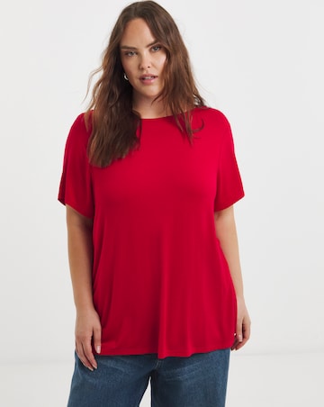 Simply Be Red Short Sleeve Lace Bow Back Top