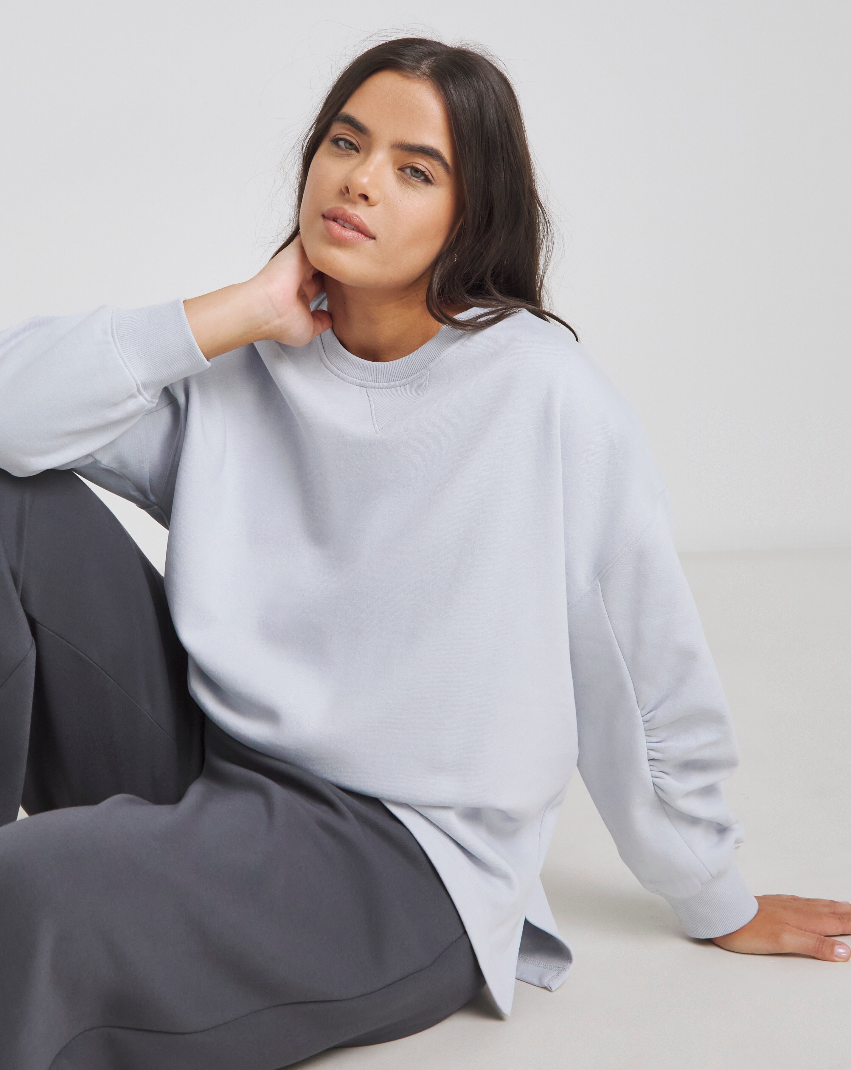 Simply Be Ice Blue Curved Hem Dip Back Sweatshirt