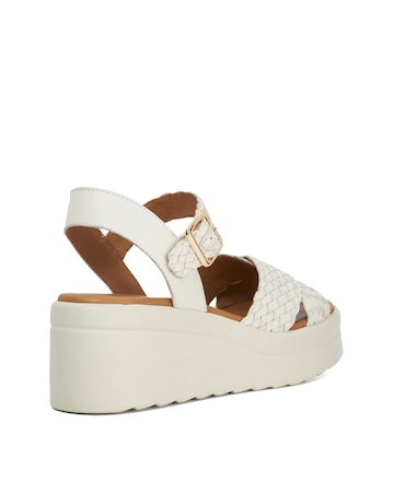 Dune Kinleys Ecru Leather Woven Flatform Sandals - Standard Fit (D)