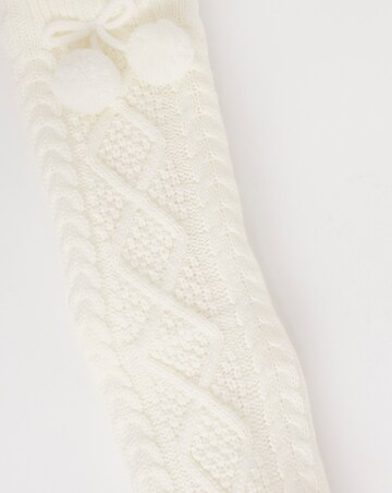 Thermal Cable Knit Fleece Lined Slipper Socks - Cream