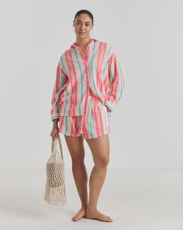 Beach to Beach Jacquard Stripe Beach Shirt and Shorts Co ord