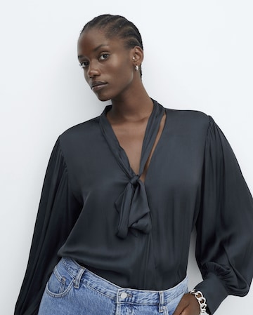 Mango Neck Tie Satin Blouse