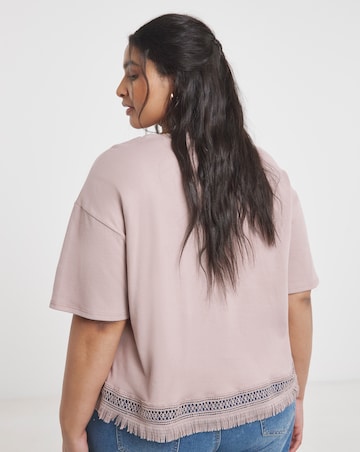 Simply Be Mocha Fringe Hem T-Shirt
