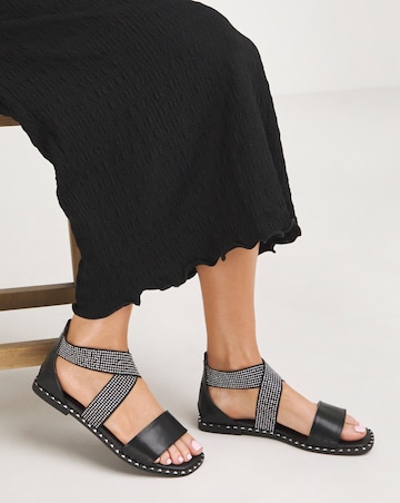 Jade Stretch Cross Flat Sandals - Wide Fit (E)