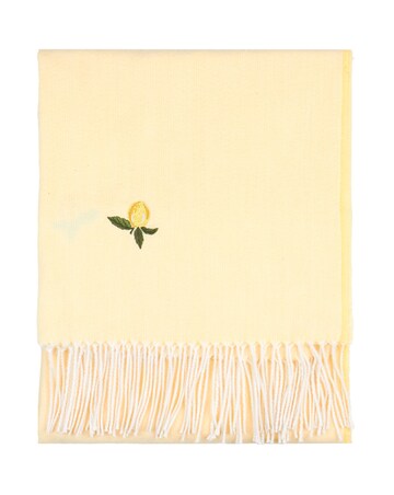 Furn. Fruits Lightweight Lemon Embroidered Throw