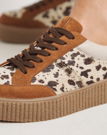 Beth Leather Chunky Lace Up Trainer - Wide Fit (E)