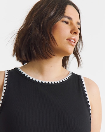 Jersey Mix Midi Dress With Whipstitch