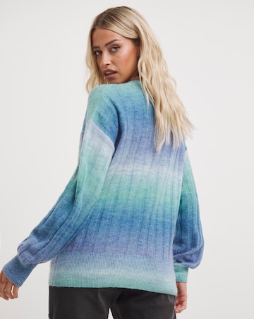 Blue Space Dye Crew Neck Jumper