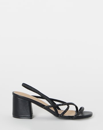 Canberra Strappy Diamante Low Block Heels - Extra Wide Fit (EEE)