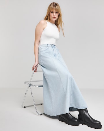 Light Wash A Line Maxi Denim Skirt