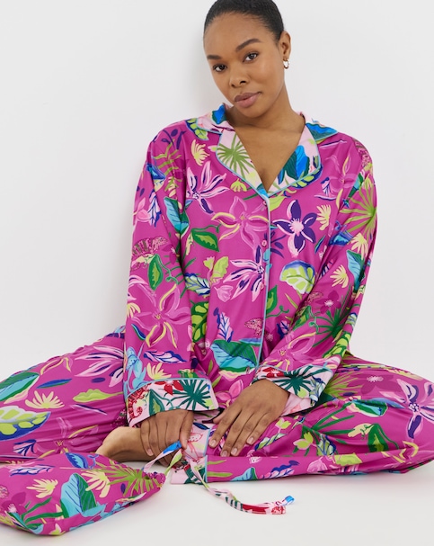 Figleaves Revere Pyjama Set In A Bag Floral Print