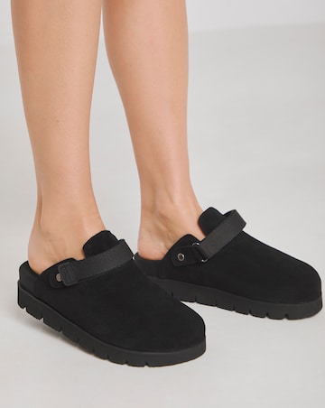 Austin Suede Chunky Closed Toe Mules - Wide Fit (E)