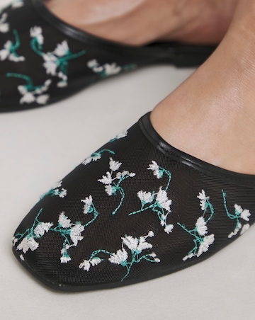 Cherish Embroidered Detail Mules Extra Wide EEE Fit