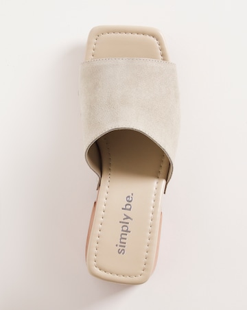 Sage Wooden Block Heeled Suede Clog Sandals Ex Wide Fit