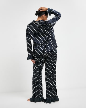 Chelsea Peers Woven Satin Polka Dot Print Pyjama Set