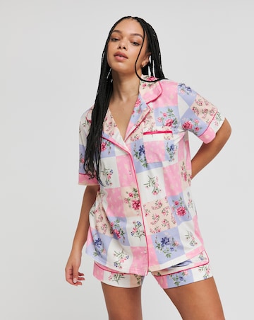 Floral Patch Work Print Shortie Pyjama Set