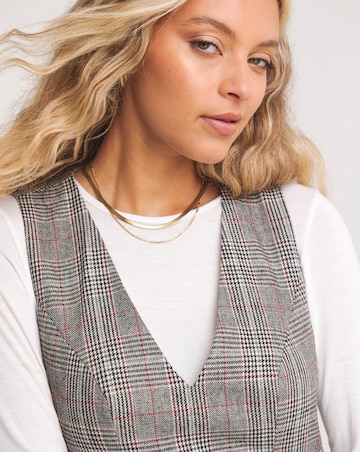 Check Skater Pinafore Dress