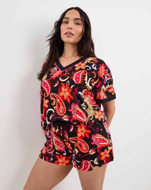 Figleaves Pyjama Short Set Leopard Print