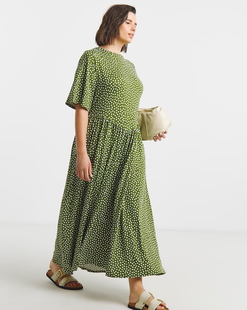 Green Spot Print Jersey Dress