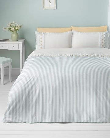 Catherine Lanfield Embroidered Daisy Soft Touch Duvet Cover Set