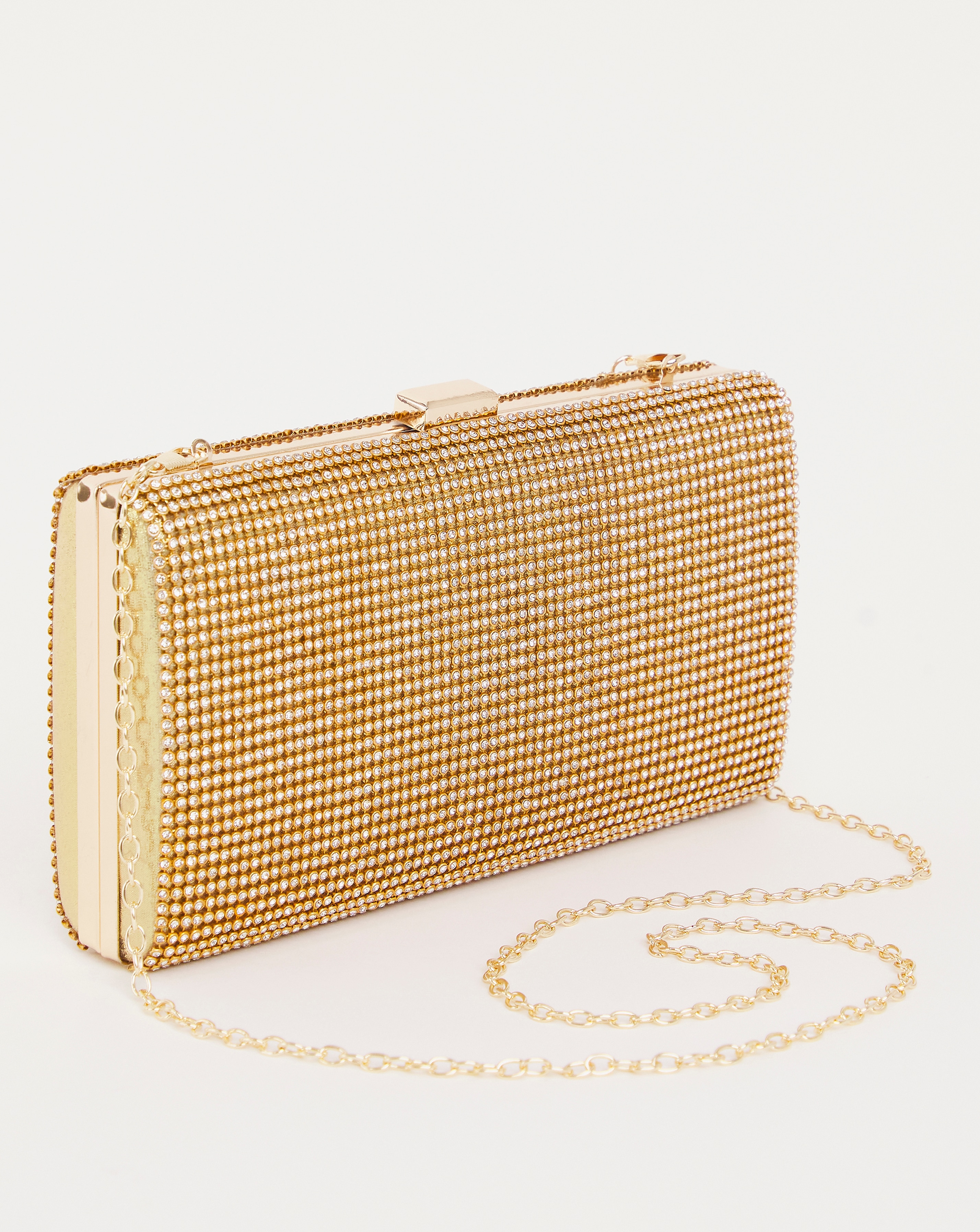 Gold diamante clutch sales bag