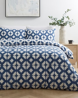 Gray &amp; Osbourn Arran Tile Print Duvet Set Blue
