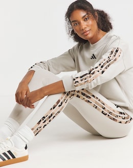 Adidas 3 Stripe Leopard Print Legging