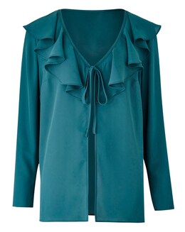 Teal Frill Tie Kimono Top